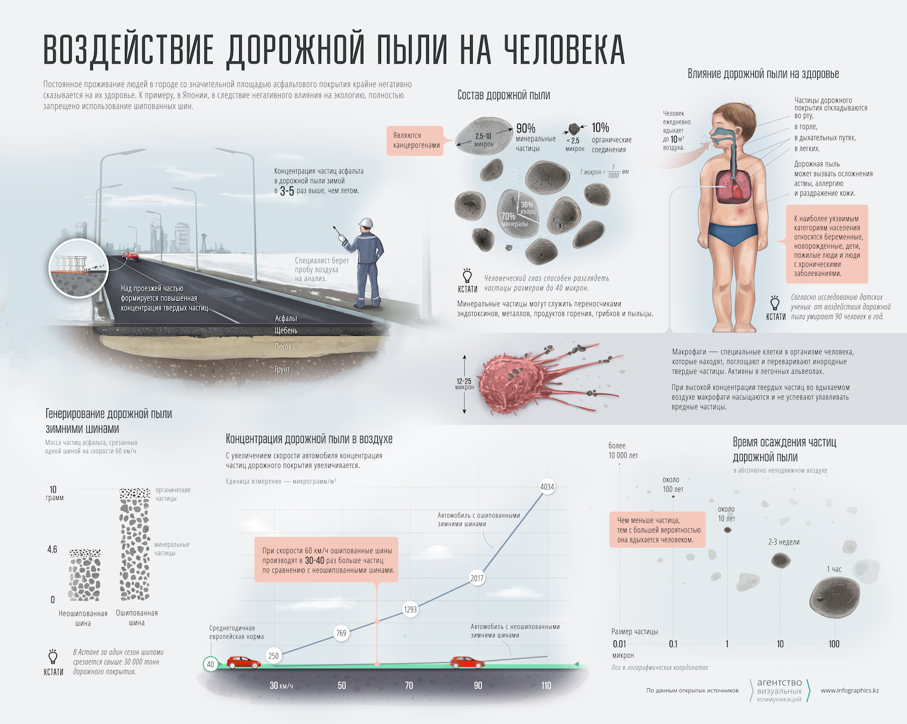 Инфографика: Воздействие дорожной пыли на здоровье